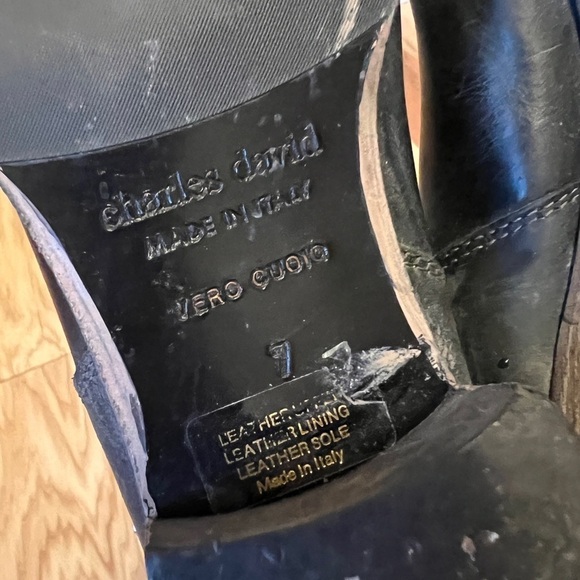 Charles David “Rowdy” Distressed Leather Riding Boots Black/Dark Gray Size 7 - Picture 14 of 15